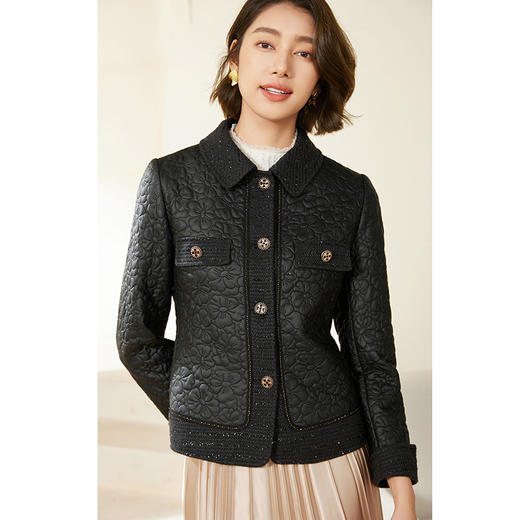 乔万尼外套女秋冬新款小香风夹棉短外套EM3B416 商品图2