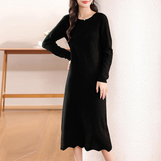 纤束马丝光纯羊毛下摆镂空花长裙 JN-2432 商品图10