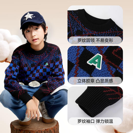 男童圆领长袖针织衫冬季新款安奈儿童装EB444607 商品图4