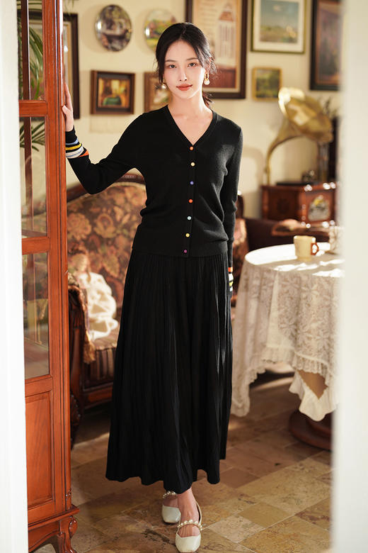 逸红颜明月优选 #蚕丝羊绒百褶裙🎶「韵律」，优雅随性的高腰A字半裙 商品图14