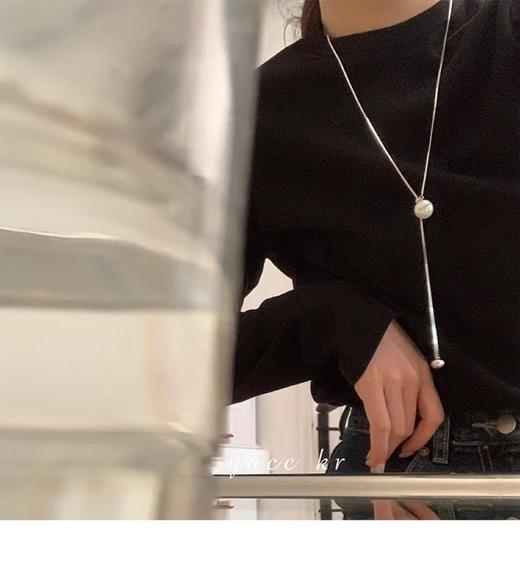 灵魂高冷珍珠蛇骨链韩国出口珍珠毛衣链可调毛衣链 商品图11