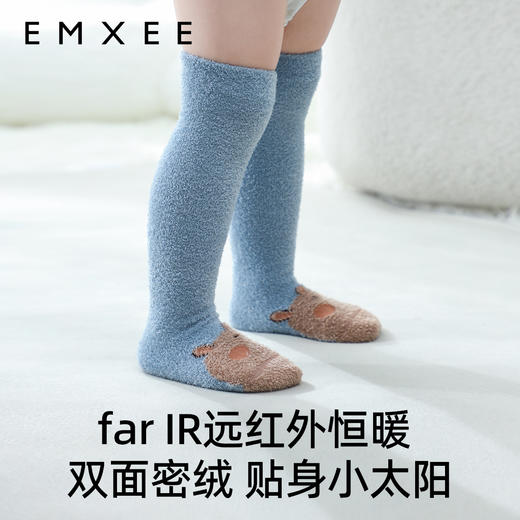 EMXEE嫚熙儿童袜子秋冬款男女童巴黎动物羽毛纱过膝宝宝袜三双装 商品图0