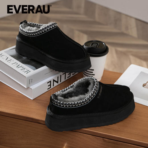 EVERAU异域风格编制花纹边浅口厚底便鞋雪地靴EA2034 商品图2