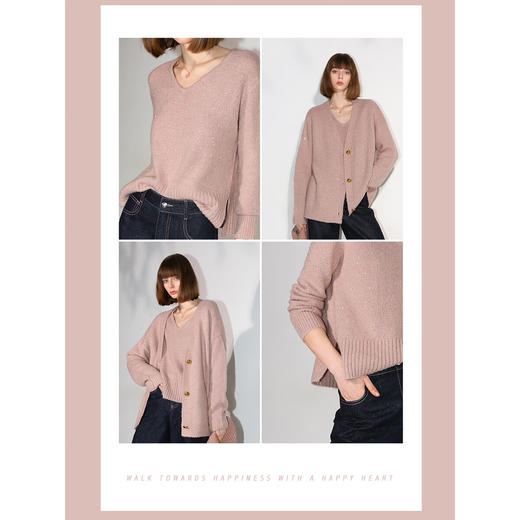 COCOBELLA[璀璨星河]细闪亮片蓬松软糯毛衣V领针织衫MZ3109 商品图4