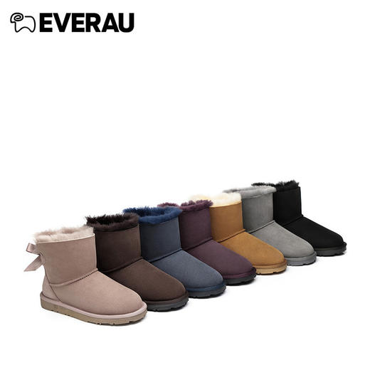EVERAU蝴蝶结短靴雪地靴皮毛一体防滑防泼水女鞋EA3005 商品图2