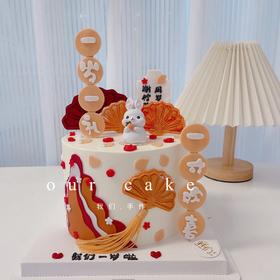 儿童周岁礼兔子卡通蛋糕（玩偶随机）-低糖处理无添加