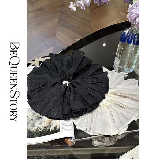 BeQueenStory配饰 超大褶皱百搭气质高级感双层发圈发绳头花 商品图4