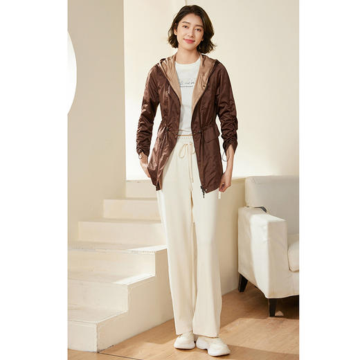 乔万尼风衣女小个子新款连帽休闲收腰设计EM3B395 商品图1