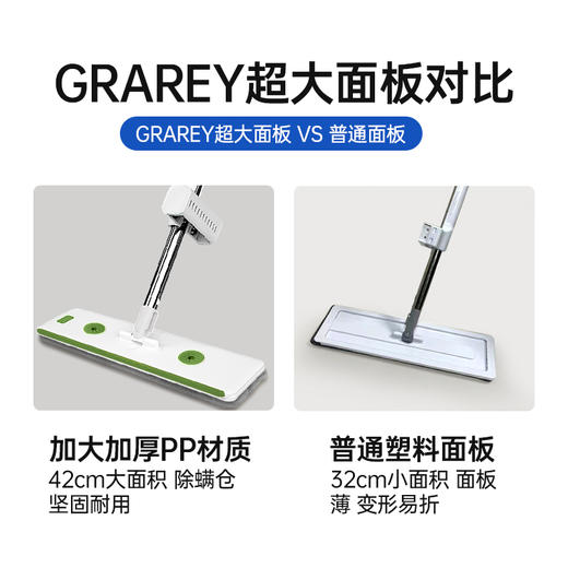 GRAREY免手洗平板拖把 自带除螨仓+刮水条+除毛刷 A-3777 商品图9