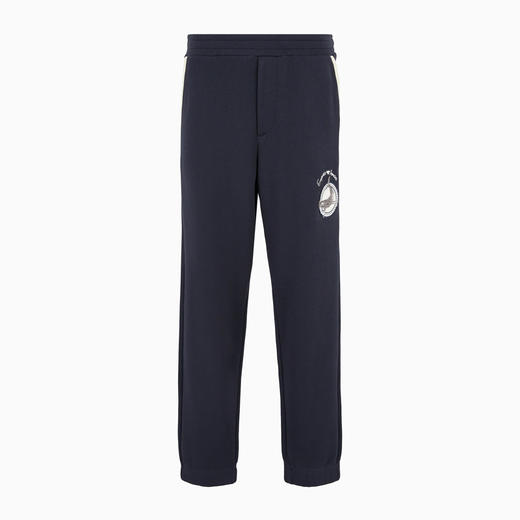 EMPORIO ARMANI 阿玛尼 男士鲸鱼贴片和刺绣徽标柔软斜纹布休闲运动裤 蓝色 6D1P6Q 1J7DZ 09U7 商品图0