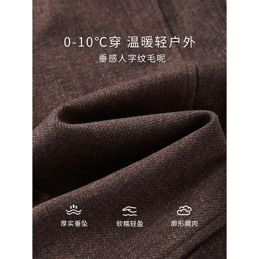 【年终特卖】熙世界人字纹加厚毛呢裤冬季2025新款高腰宽松窄版阔腿直筒裤子 商品图3