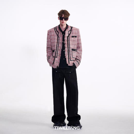 TIWLLTANG启世录"珠纱尽起"小香风链条无领西装 商品图3