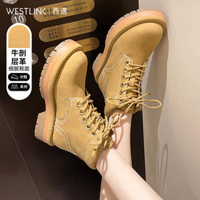 西遇低帮大黄靴女新款秋冬美式复古户外沙漠工装靴厚底马丁靴V0047807