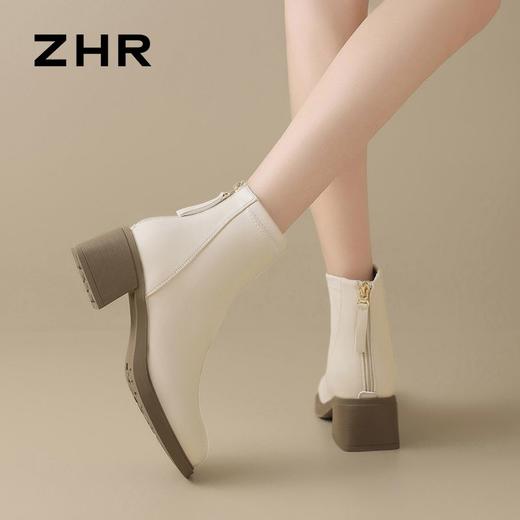 ZHR则则时装百搭短靴女2024秋冬新款英伦风马丁靴气质显高瘦瘦靴 商品图7