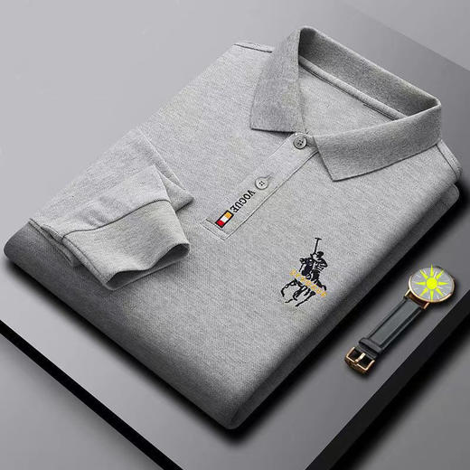 秋冬polo衫男士长袖T恤中青年翻领大码POLO衫刺绣休闲商务正装 商品图4