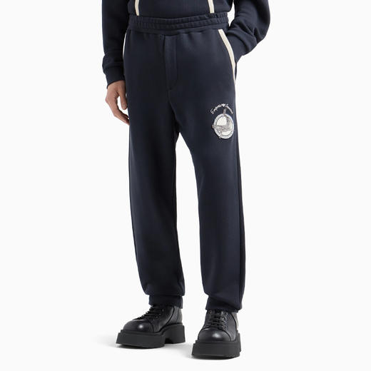 EMPORIO ARMANI 阿玛尼 男士鲸鱼贴片和刺绣徽标柔软斜纹布休闲运动裤 蓝色 6D1P6Q 1J7DZ 09U7 商品图1