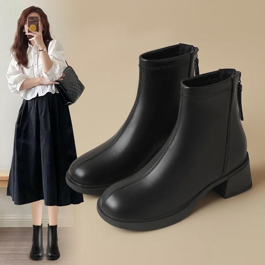 ZHR则则时装百搭短靴女2024秋冬新款英伦风马丁靴气质显高瘦瘦靴 商品图0