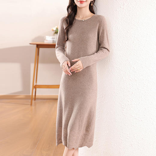 纤束马丝光纯羊毛下摆镂空花长裙 JN-2432 商品图3