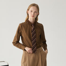 谜底灯芯绒衬衫长袖女2024冬季新品复古风波点印花衬衣244MC1560