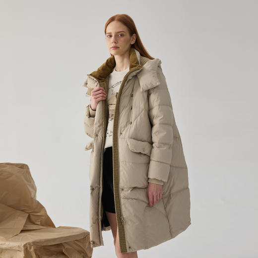 谜底长款羽绒服女2024冬新品设计感加厚保暖鸭绒面包服244MY1525 商品图1