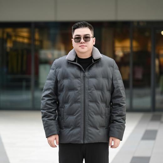 【皮羽绒】【新款DTX】大依优型大码羽绒服皮夹克PU外套加肥加大肥佬休闲上衣男士胖子秋冬 商品图1