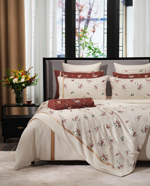 【皇锦】皇锦 暖真丝印花蚕丝被 枕头 -飞鸟衔花 商品图2