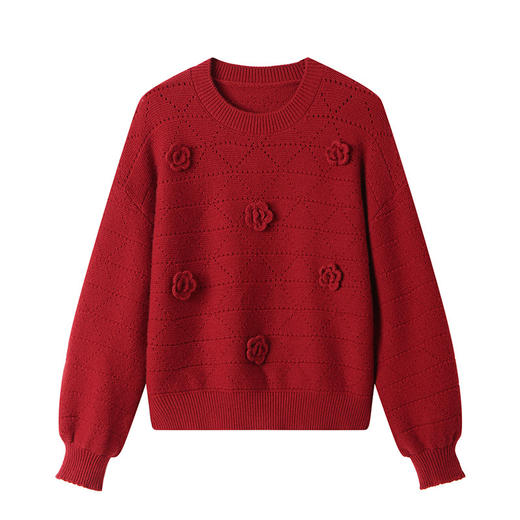 CC-16-9161新款秋冬短款气质短款毛衣女扎花时尚配裙子打底针织衫上衣 商品图4