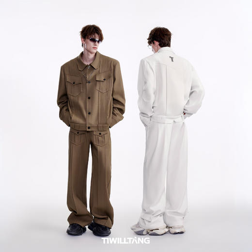 TIWILLTANG启世录“麟次栉裥“明线褶裥休闲裤 商品图4