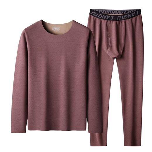 【德绒保暖】【新款DSF】大依优型大码男装直条纹德绒保暖套装内衣弹力舒适保暖秋衣秋裤 商品图1