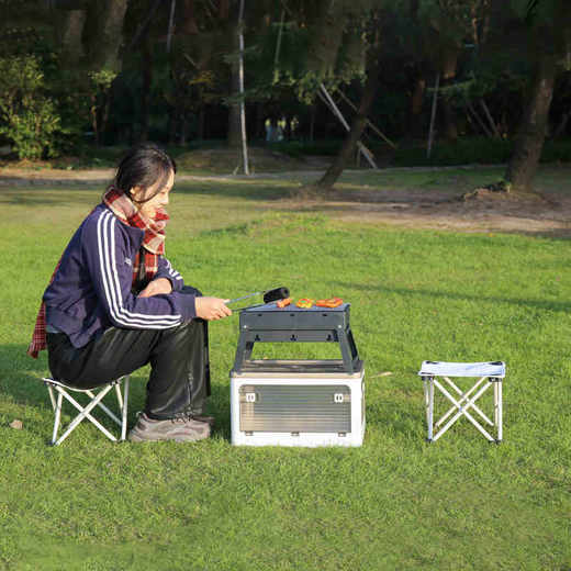 徽羚羊 户外折叠轻便迷你烧烤炉烧烤架  烤架尺寸35*27*20  升级款   厚1mm  磨砂处理）  商品图6