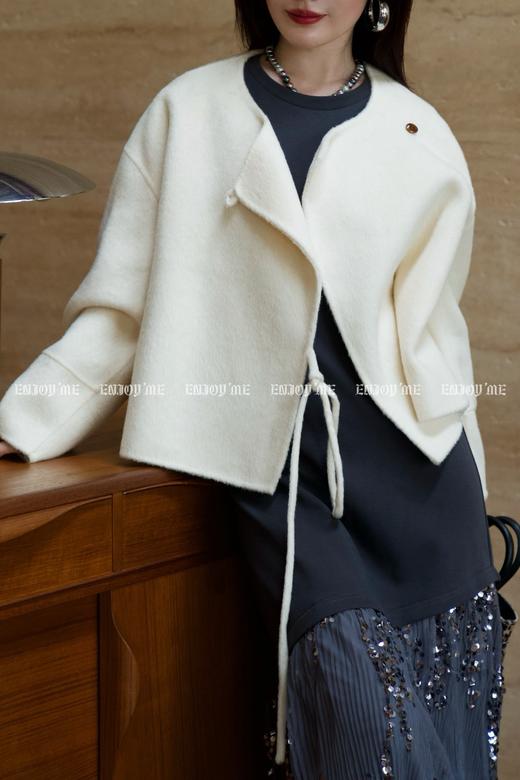 【门店同款】ENJOY冬季柔韧与共甜樱派对绑带短大衣 159496520 商品图13