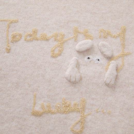 谜底圆领套头毛衣女2024冬新品简约百搭宽松短款针织衫244MZ1880 商品图3