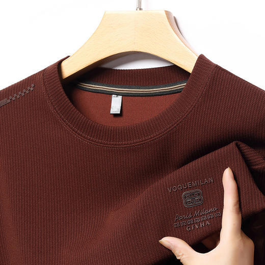 卫衣男圆领春秋新款高档中年休闲帅气宽松外穿上衣打底衫抖音爆款学生正装长袖体恤衫打底衫 商品图7