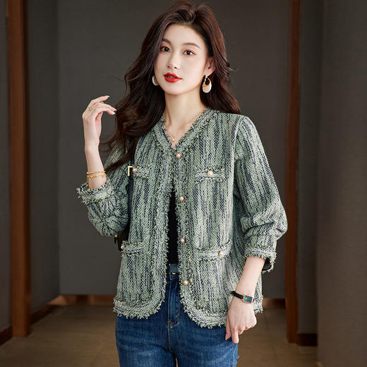 CC-22-115春秋厚款时尚休闲棒球服外搭宽显瘦撞色毛衣外套夹克针织开衫 商品图0