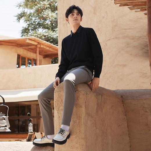 【加绒假两件】柒牌毛衣男2024冬季新款衬衫领保暖时尚休闲针织衫	127Y70720 商品图1