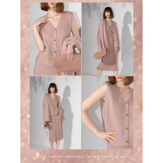 COCOBELLA[璀璨星河]细闪亮片金丝软糯针织马夹叠穿马甲WS508 商品图1