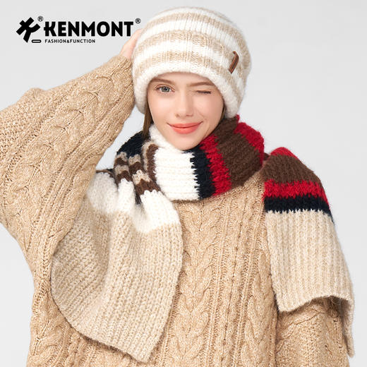 卡蒙冬季拼色条纹百搭随性针织围巾KM-1950 商品图3