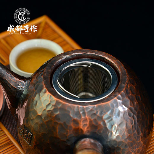 成都手作【李小毛铜壶】 复古原色  侧把古铜 非遗手工铜壶 整体锻打 四川礼物 商品图6