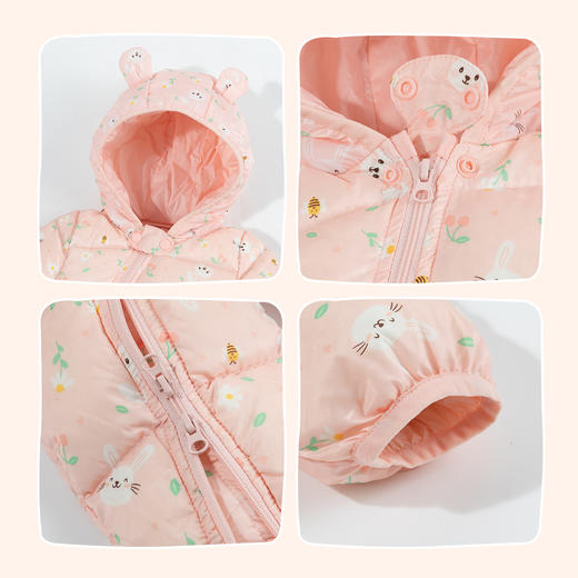 贝贝怡冬季婴幼儿保暖可爱连体衣连帽防风羽绒哈衣ZB4DL005 商品图10
