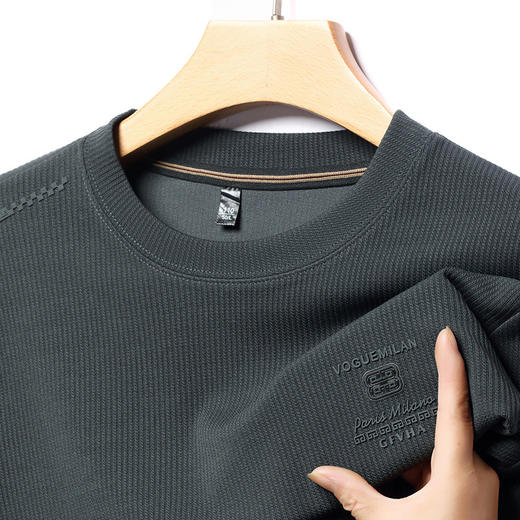 卫衣男圆领春秋新款高档中年休闲帅气宽松外穿上衣打底衫抖音爆款学生正装长袖体恤衫打底衫 商品图3