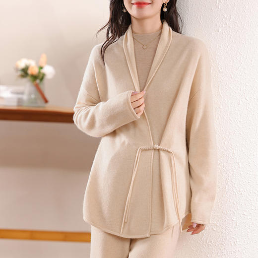 纤束马丝光纯羊毛一粒扣开衫 JN-2407 商品图4