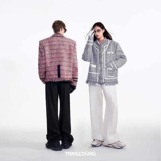 TIWLLTANG启世录"珠纱尽起"小香风链条无领西装 商品图2