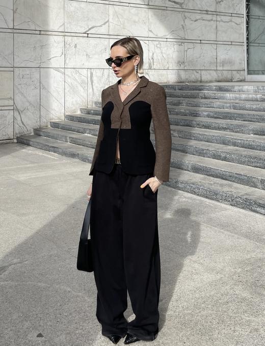 拼接银丝羊毛混纺短外套 商品图1