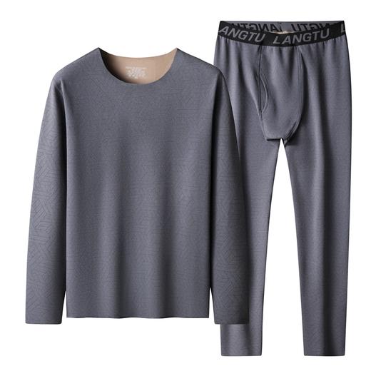 【德绒保暖】【新款DSF】大依优型大码男装直条纹德绒保暖套装内衣弹力舒适保暖秋衣秋裤 商品图0