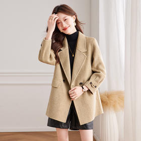 双面呢羊毛大衣，气质名媛呢子西装毛呢外套HR-QIXFS248808