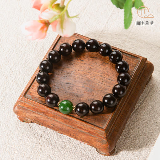 碧玉顶珠清代檀香紫檀家具老料制手串直径1.2cm 商品图1