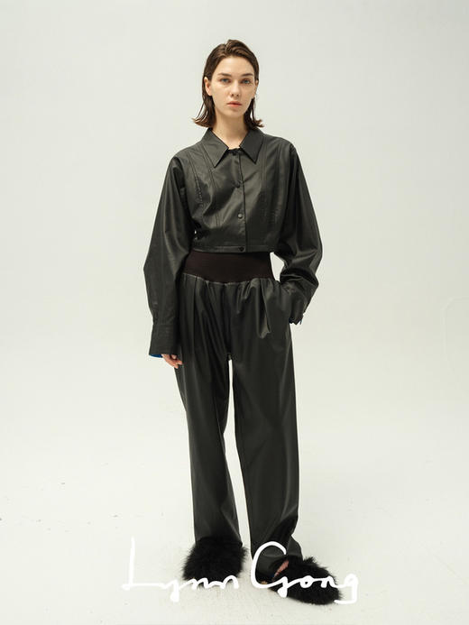 罗纹蛋白皮长裤 商品图0