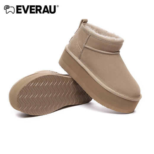 EVERAU高级休闲慵懒感秋冬超低筒厚底女款雪地靴EA3155 商品图2