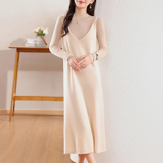 纤束马丝光纯羊毛吊带长马甲 JN-2416 商品图6