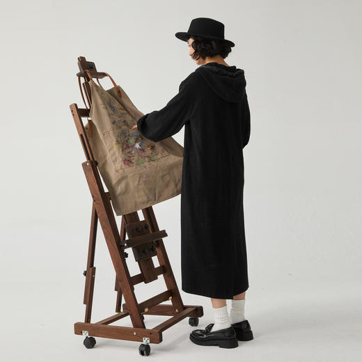 谜底连帽卫衣裙长袖女2024冬新品极简风休闲直筒连衣裙244ML1639 商品图2